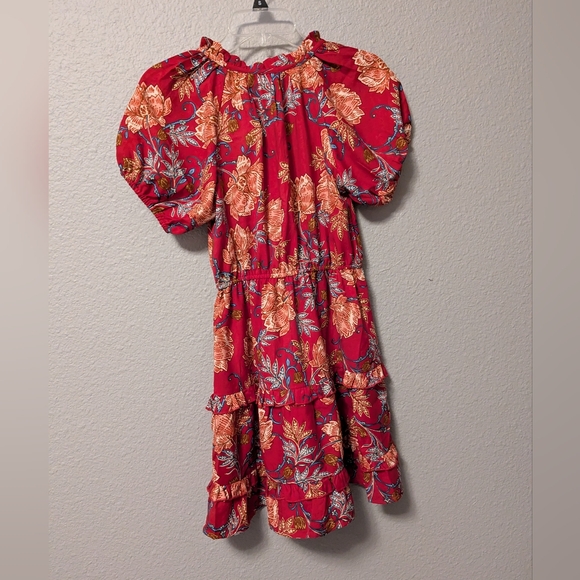 NWT Band Of The Free Connie Garnet Blush Boho Red Tiered Dress Tassels Sz. XS - Picture 6 of 12